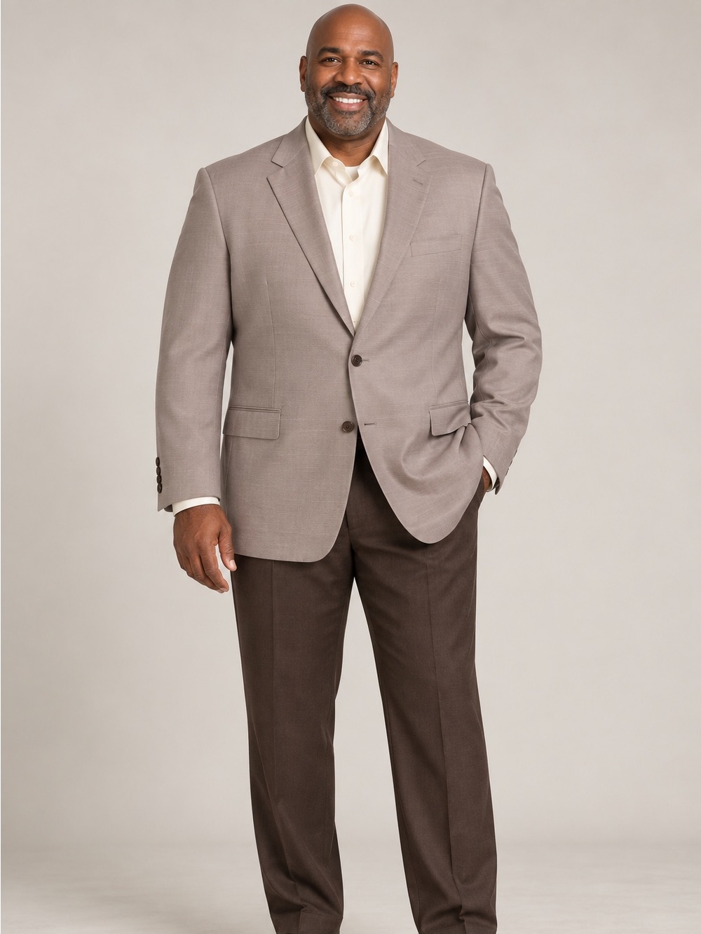 Steve Harvey Men’s 46L Taupe Tan Blazer 2 Button Paisley Lined Sport Coat